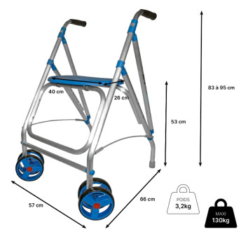 Rollator 2 roues pivotantes Ara-D 2